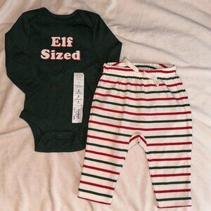 Baby 3 Month Jumping Beans Christmas Holiday Elf Sized Bodysuit Legging Set